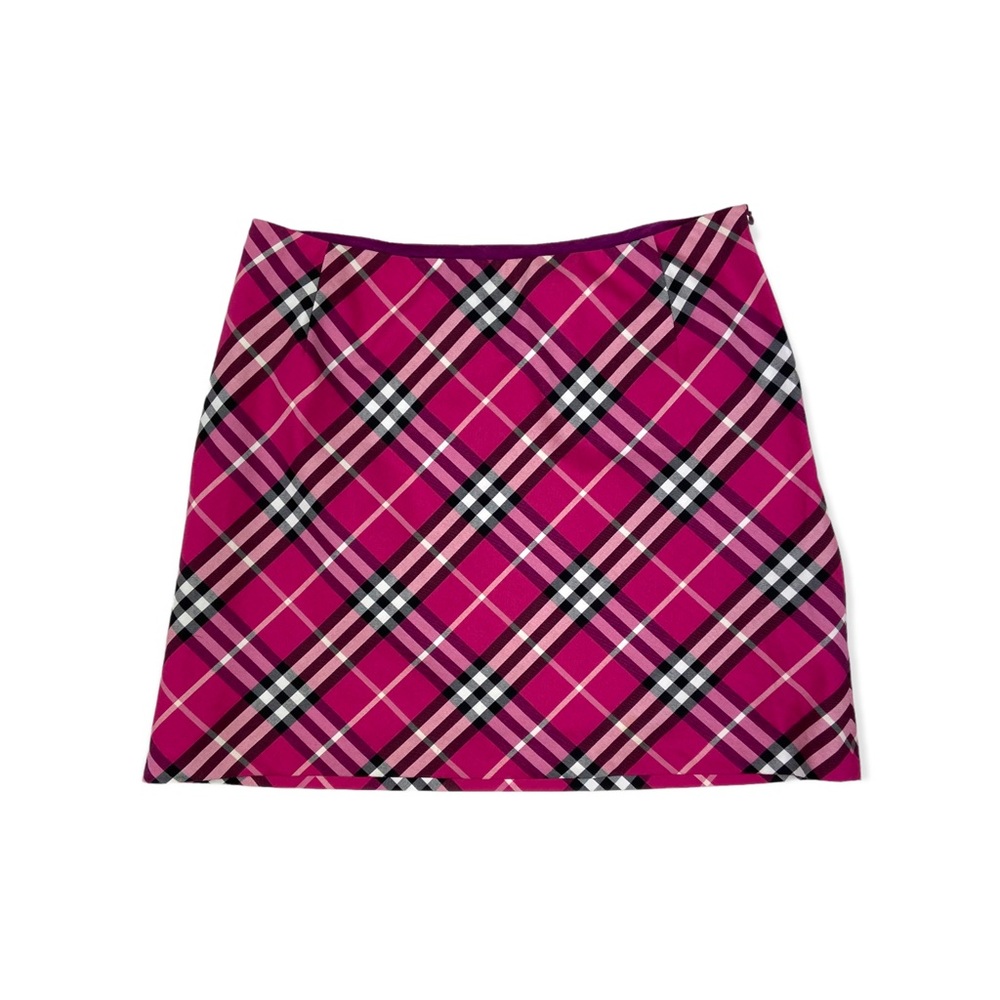 Burberry London Pink Diagonal Plaid Mini Skirt